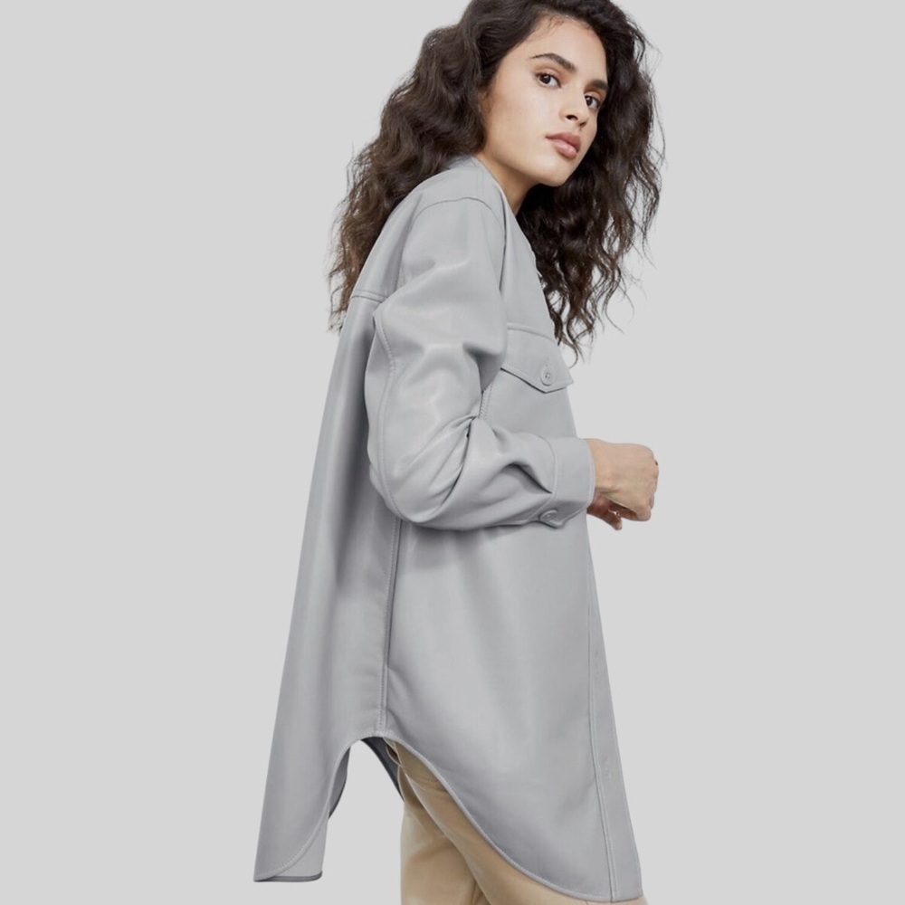 EUC Wilfred | The Ganna Vegan Shacket Shirt in Marble Grey Size Medium